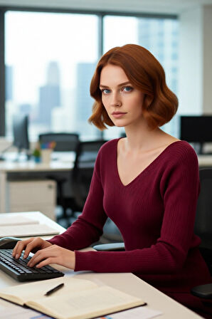 Kadın İnce Triko Fitted Kazak Ajurlu V Yaka Uzun Standart Kol İlkbahar Sonbahar Stili Kaliteli