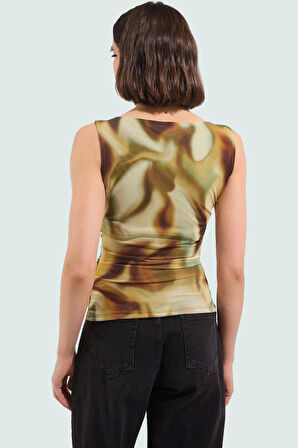 Astarlı Büzgü Detaylı Polyester Örme Bluz Günlük Şıklık Zarifane Tasarım Seçkin Malzeme