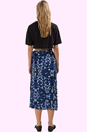 Kadın Kruvaze Kapamalı Midi Etek Viskoz Yazlık Casual Tarz Günlük Kullanım Kaliteli Malzeme