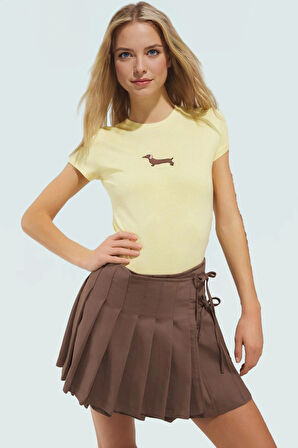 Nefes Alan Pamuklu Köpek Desenli Bluz Rahat Kalıp Yazlık Günlük Premium Kalite