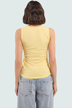 Kadın Yazlık Kolsuz Bluz Pamuklu Rahat Kare Yaka Premium Kalite Modern Stil