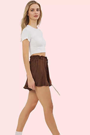 Kadın Kısa Boy Pamuk Straight Şort Geniş Paça Keten Dokuma Rahat Günlük Yaz Aylarının Vazgeçilmezi