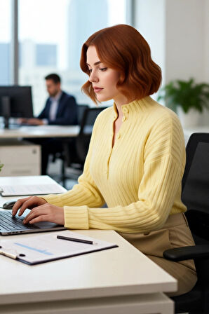 Kadın Düğmeli Triko Kazak Relaxed Kalıp Dik Yaka Fitilli Dokuma Soğuk Havalarda Şıklık ve Konfor