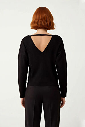 Kadın Triko Kazak V Yaka Orta Kalınlık Regular Kalıp Düz Desen Standart Uzun Kol Şık Seçim