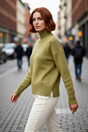 Kadın Düz Dokulu Oversize Triko Kazak Soğuk Günlerde Sıcaklık ve Rahatlığı Bir Arada Sunar