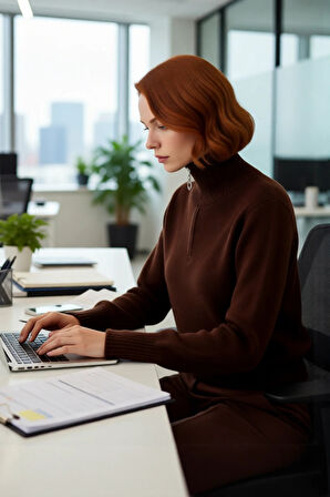 Kadın Standart Kol Regular Kalıp Orta Kalınlık Dik Yaka Fermuarlı Triko Kazak Kış Kombinleri