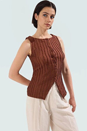 Polyester Elastan Gofre Örme Bluz Renk Kayık Yaka Günlük Casual Trend Tasarım Özel