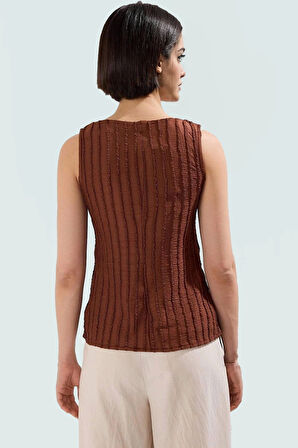 Polyester Elastan Gofre Örme Bluz Renk Kayık Yaka Günlük Casual Trend Tasarım Özel