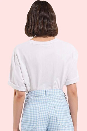 Kadın Kareli Denim Şort Yüksek Bel City Short Kalıp Pamuk Günlük Kullanım Kaliteli Malzeme