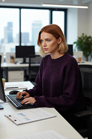 Kadın Basic Siluet Oversize Triko Kazak Crop Düşük Kol Akıtma Detaylı Soğuk Havalar İçin İdeal