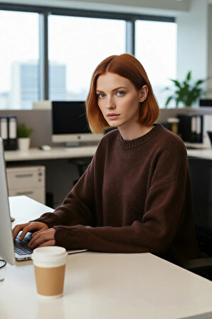 Kadın Basic Siluet Oversize Triko Kazak Crop Düşük Kol Akıtma Detaylı Soğuk Havalar İçin İdeal