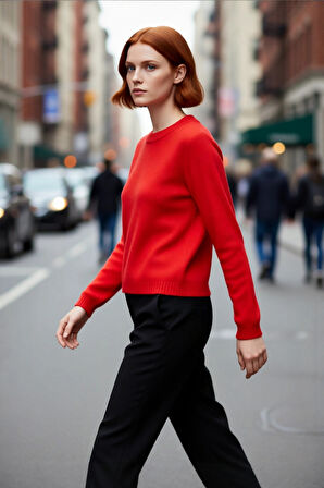 Kadın Regular Boy Orta Kalınlıkta Rahat Oversize Triko Kazak Şık Yan Düğme Detaylarıyla Öne Çıkıyor