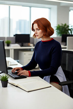 Kadın Basic Siluet İnce Akrilik Dokuma Fitilli Dik Yaka Triko Kazak Standart Uzun Kollu Model