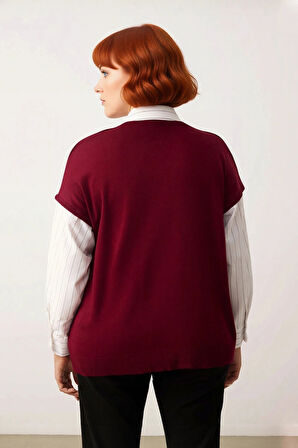 Kadın Basic Rahat Kesim Dik Yaka Triko Süveter Akrilik Materyal Kolsuz Şık Kışlık Giyim Tarzı