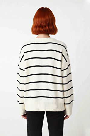 Kadın Düşük Kol Oversize Triko Kazak Bisiklet Yaka Yumuşak Dokulu Basic Kış Kombinleri İçin İdeal