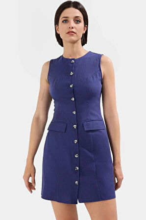 Şık ve Rahat Dokuma Gömlek Elbise 80 Pamuk 20 Keten Mini Boy Kolsuz Premium Kalite