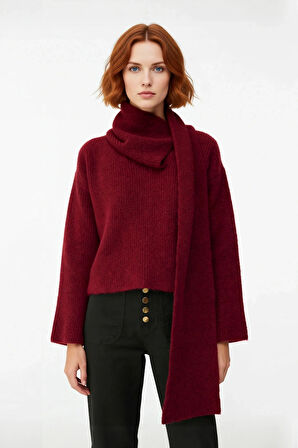 Kadın Rahat Şal Yaka Düşük Kol Kalın Triko Kazak Gri Kış Sezonu Crop Boy Günlük Kullanım Kaliteli