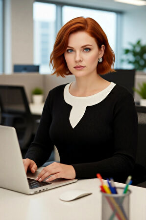 Kadın Bej Triko Kazak Fitted Kesim Polyester Fitilli Çift Katman Görünümlü Günlük Şık İnce Yapı