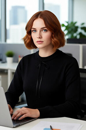 Kadın Bisiklet Yaka Siyah Dantel ve Kurdele Fiyonk Detaylı Regular Akrilik Triko Kazak Sonbahar Kış