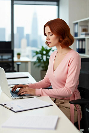 Kadın Casual Pembe İnce Triko Kazak Kruvaze Yaka Bağlamalı Crop Regular Kalıp Uzun Kollu Şık