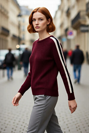 Kadın Geniş Kalıp Bisiklet Yaka Reglan Kol Triko Kazak Soğuk Günlerde Rahat ve Tarz Bir Giyim