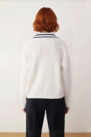 Kadın Saç Örgülü Geniş Kalıp Düşük Kol Devrik Yaka Triko Kazak Kışlık Şıklık ve Günlük Rahatlık İçin