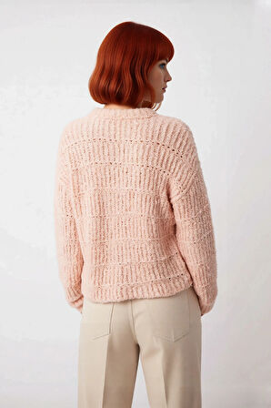 Kadın Casual Bisiklet Yaka Oversize Triko Kazak Kalın Dokulu Düşük Kol Uzun Boy Kış Sezonu