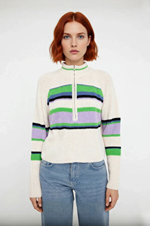 Kadın Dik Yaka Triko Kazak Selanik Dokuma Reglan Kol Crop Boy Rahat Ve Şık Kış Kombinleri Kaliteli