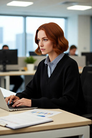 Kadın Oversize V Yaka Triko Kazak Gömlek Garnili Detaylı Sonbahar Kış Şıklığı İçin İdeal Model