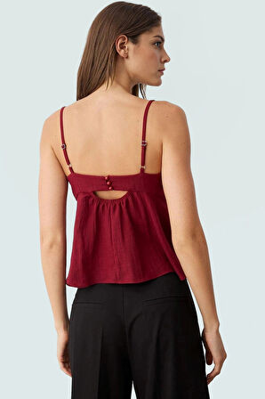 Rahat Günlük Kombinler İçin Kolsuz Bluz Keten Dokuma Fitted Kalıp Trend Tasarım