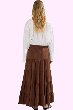 Kadın Casual Maxi Etek A line Dokuma Aerobin Kumaş Günlük Kullanım Yaz Aylarının Vazgeçilmezi