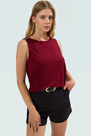 Şık Örme Bluz Bisiklet Yaka Fitted Polyester Elastan Yazlık Trend Tasarım Uzun Ömürlü