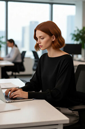 Kadın Oversize Triko Kazak Kayık Yaka ve Yarasa Kol Detaylı Kış Bahar Gardıroplarının