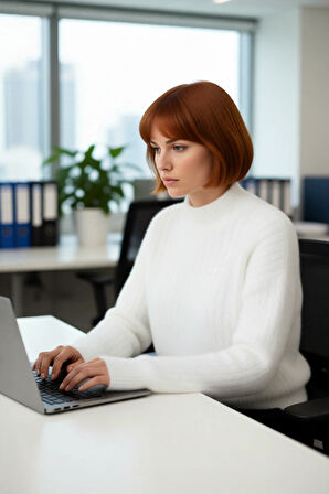 Modern Kadın Ekru Regular Kalıp Düşük Kol Dik Yaka Crop Triko Kazak Saç Örgü Detaylı Günlük Şıklık