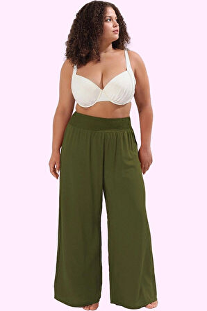 Kadın Yazlık Geniş Paça Pantolon Viskoz Polyester Büyük Beden Günlük Kullanım Modern Tasarım