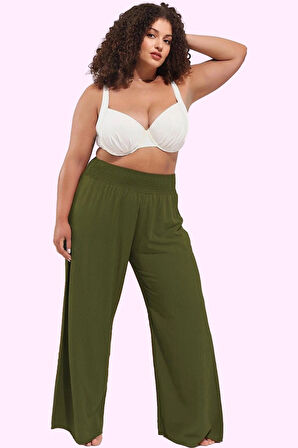 Kadın Yazlık Geniş Paça Pantolon Viskoz Polyester Büyük Beden Günlük Kullanım Modern Tasarım