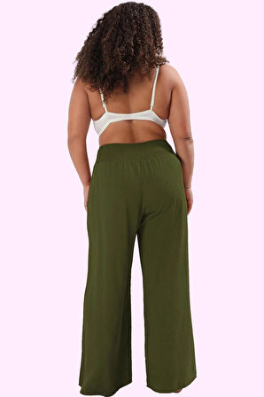 Kadın Yazlık Geniş Paça Pantolon Viskoz Polyester Büyük Beden Günlük Kullanım Modern Tasarım
