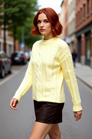 Kadın Saç Örgü Regular Kalıp Triko Kazak Günlük Kullanım Ve Şık Kombinler İçin İdealdir. Kaliteli