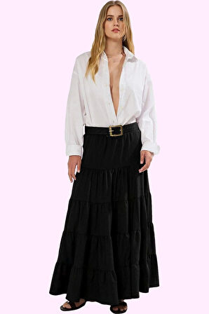 Kadın Casual Maxi Etek A line Dokuma Aerobin Kumaş Günlük Kullanım Yaz Aylarının Vazgeçilmezi