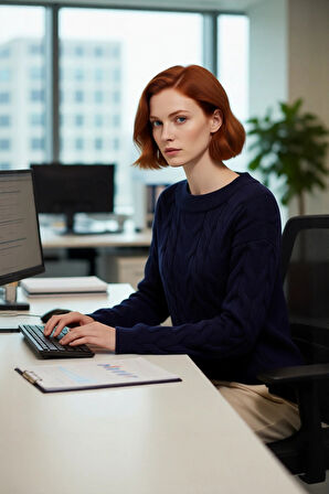 Kadın Saç Örgü Desenli Kayık Yaka Triko Kazak %100 Akrilik Uzun Kollu Regular Kalıp Günlük Kullanım