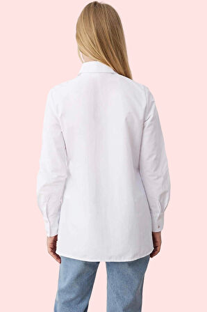 Kadın Uzun Kollu Gömlek Regular Kalıp Terrycotton Kumaş Günlük Şıklık Yaz Aylarının Vazgeçilmezi