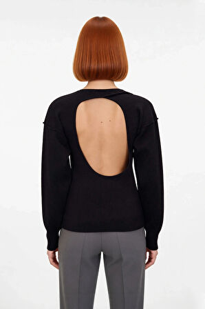 Kadın Premium İplikli Bisiklet Yaka Düz Dokuma Rahat Triko Kazak Günlük Şıklık Sunuyor Kaliteli