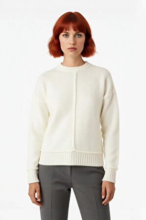 Kadın Soğuk Havaların Kurtarıcısı Oversize Kalın Düz Desen Triko Kazak Düşük Kol Gri Kaliteli