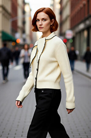 Kadın Casual Fular Yaka Triko Kazak Standart Kol ve Orta Kalınlık Sayesinde Gün Boyu Konfor.