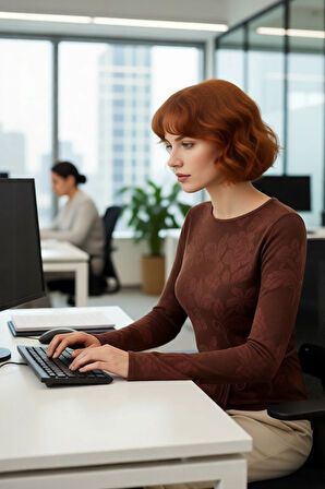 Kadın Uzun Kollu Fitted Triko Kazak İlkbahar Sonbahar İçin Çiçek Desenli Zarif Günlük Seçim