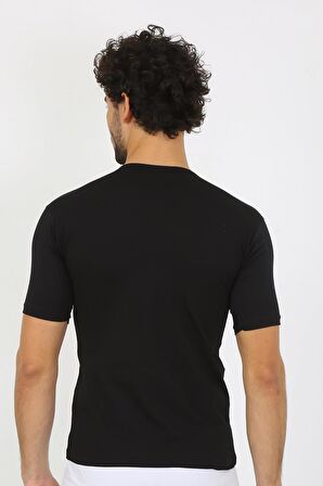 Beruflic Erkek Sıfır Yaka Likralı Siyah T-shirt 65710