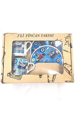 EL YAPIMI VE İZMİR TEMALI 2'Lİ FİNCAN TAKIMI