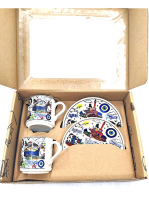 EL YAPIMI VE İZMİR TEMALI 2'Lİ FİNCAN TAKIMI