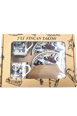 EL YAPIMI VE İZMİR TEMALI 2'Lİ FİNCAN TAKIMI
