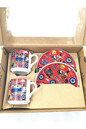 EL YAPIMI VE İZMİR TEMALI 2'Lİ FİNCAN TAKIMI